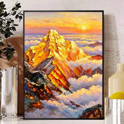 2026新款钻石画日照金山高难度手工DIY贴钻画5d满钻带框客厅装饰