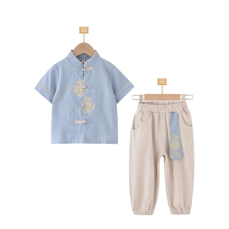 速发儿童汉服唐装古装中式男童套装夏季中国风传统节日六一演出服