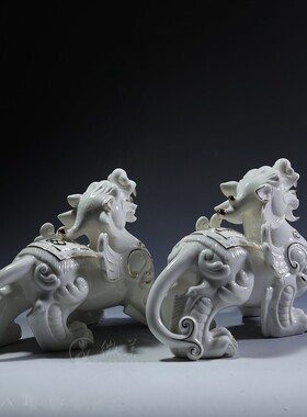 速发德化陶瓷招财貔貅摆件有雌雄一对皮丘工艺品摆件大号家居店铺