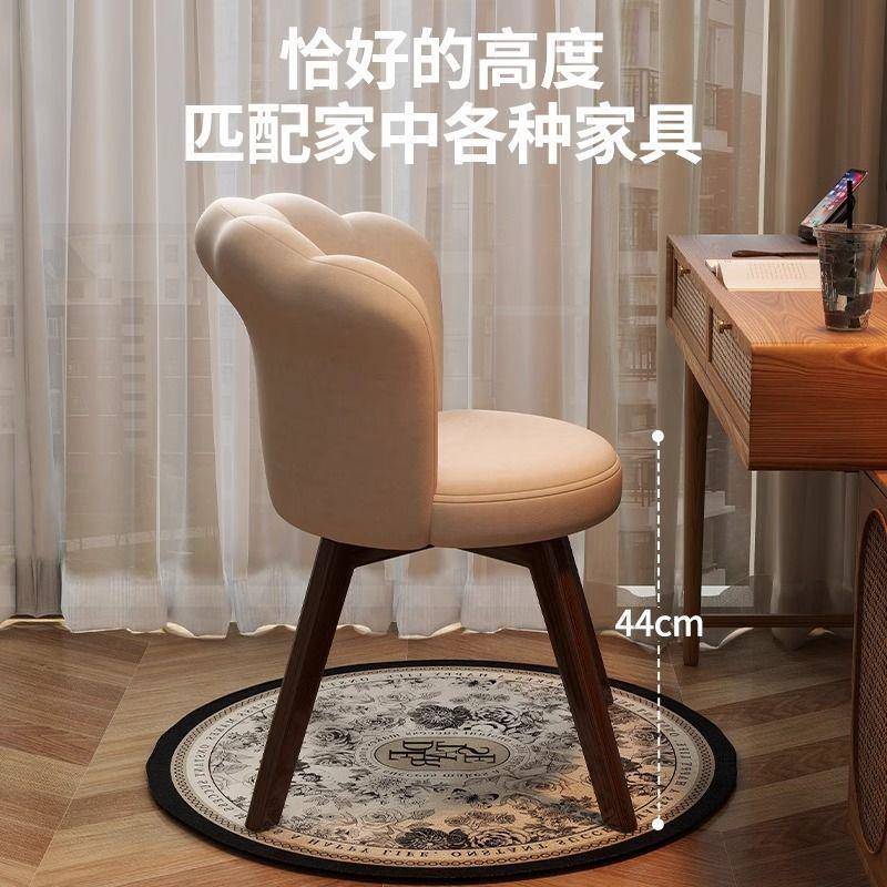 中古风梳妆椅实木可旋转化妆椅女生卧室梳妆台靠背椅子复古凳轻奢