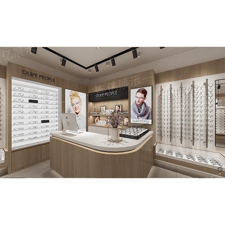 店输出眼镜店展眼靠墙木制眼镜展示柜带抽整眼镜展示屉近视镜展示