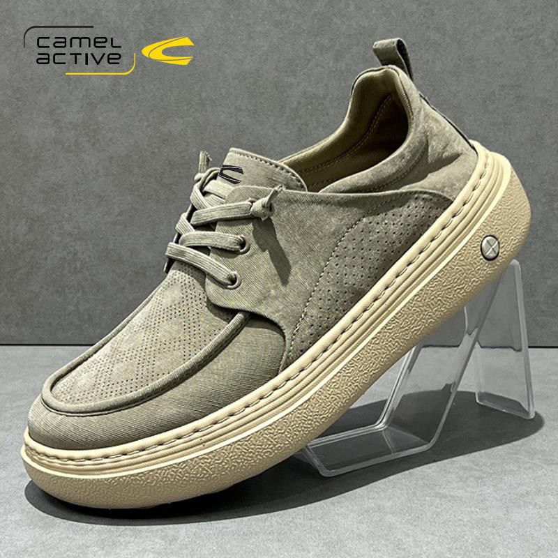 德国骆驼动感男鞋2026新款夏季透气老北京布鞋一脚蹬男士休闲板鞋