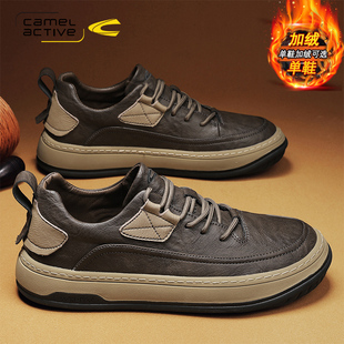 加绒棉鞋 冬季 休闲皮鞋 男士 德国骆驼动感男鞋 运动德训板鞋 2025新款