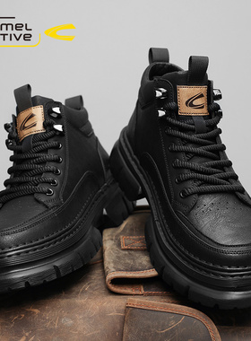 德国骆驼动感马丁靴冬季加绒棉鞋2025新款登山鞋男士英伦风工装靴