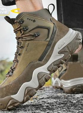 骆驼动感登山鞋男士冬季加绒东北大棉鞋高帮马丁靴防滑防水雪地靴