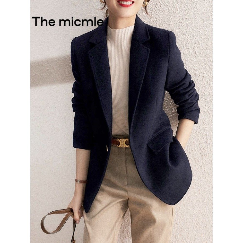 The micmle 2025秋冬新款高级感羊毛西装外套女修身显瘦毛呢西服