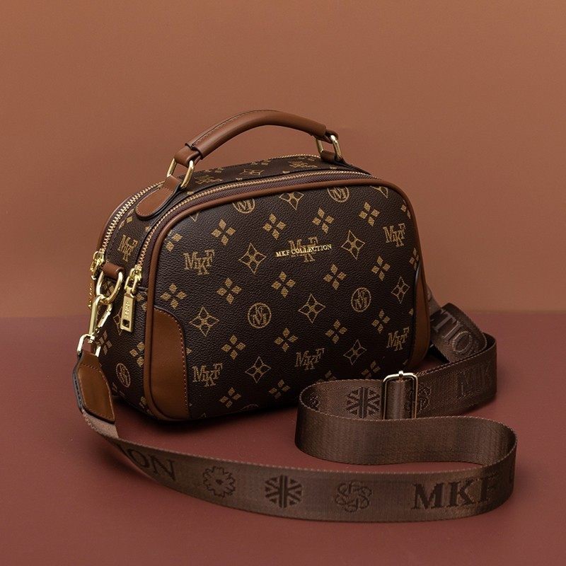 法国DUDK正品真皮老花枕头包女新款轻奢单肩斜挎包百搭手提小方包