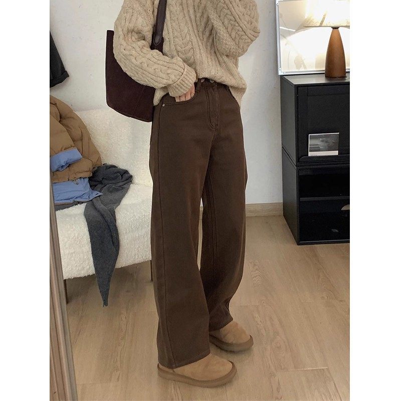 美式覆古窄版直筒牛仔裤女2025新款大尺码胖mm显瘦高腰宽松阔腿长,女装/女士精品,牛仔裤,淘宝优惠券,粉丝福利购,淘宝优惠卷