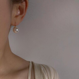今年热门的珠宝是珍珠~完美圆亮乳白色珍珠耳环S925纯银镀金