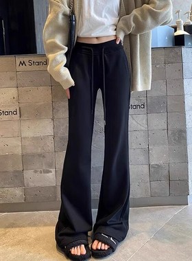 Ader微喇叭运动裤女2025春秋新款高腰拖地裤美式喇叭裤瑜伽休闲裤