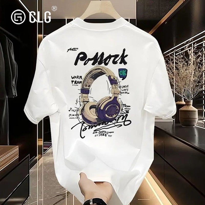 香港CLG潮牌260g重磅夏季纯棉短袖T恤男女款宽松百搭创意印花上衣,男装,T恤,淘宝优惠券,粉丝福利购,淘宝优惠卷