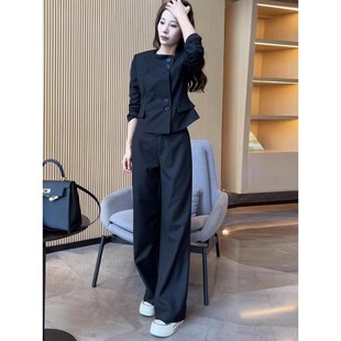 欧洲站2025春季新款气质女神范职场套装洋派西装上衣阔腿裤两件套