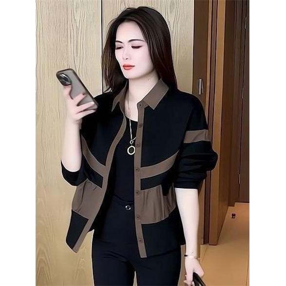 潮牌CVY外套女2025春秋新款休闲显瘦撞色上衣polo领时尚减龄夹克