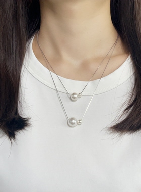 F1同款Damson珍珠项链通体S925纯银不掉色进口施家珍珠简约百搭