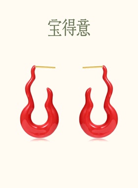 宝得意本命年耳环火焰葫芦耳饰耳钉红色耳环国风中式耳夹