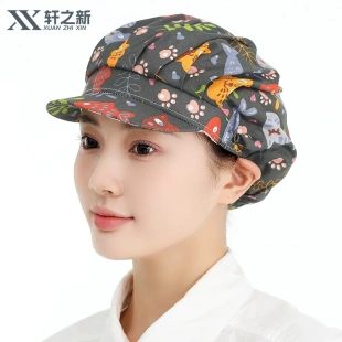 厨师帽女厨房帽子女款 防油烟炒菜车间工作烧饭餐饮防尘食品