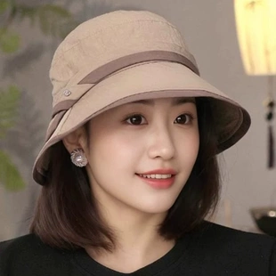 轻薄速干遮阳防晒帽2025新款休闲渔夫帽凉帽早春出游遮脸太阳帽女