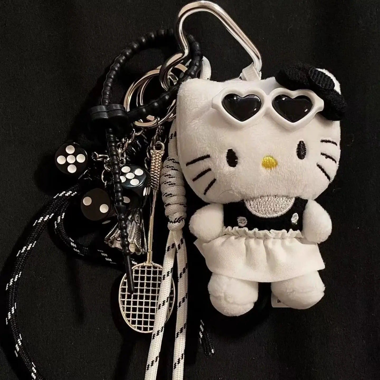 羽毛球配饰挂件hellokitty黑色包包挂件公仔挂饰小礼品书包可爱kt