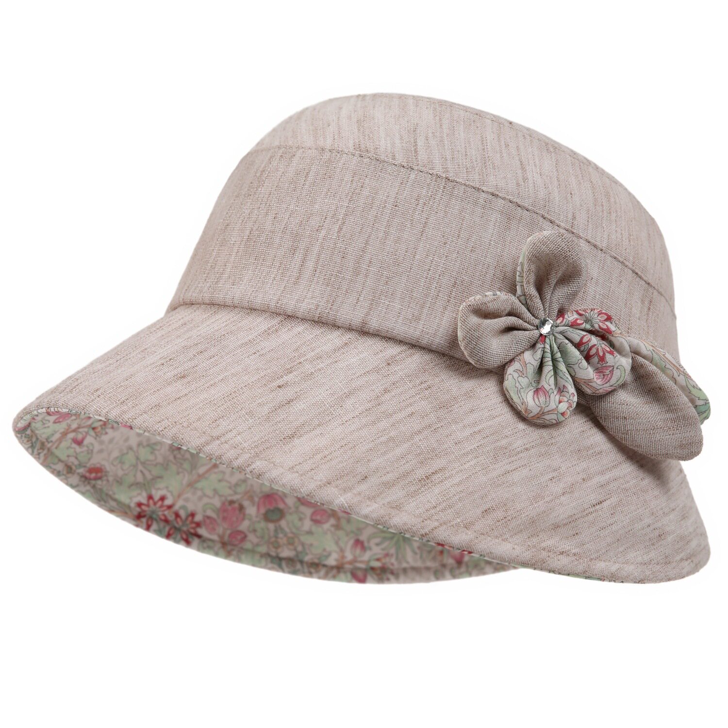 女士夏季防晒遮阳盆帽大檐花朵