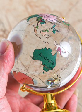 大小号水晶球地球仪摆件彩色英文版金属家居装饰孩子玩具生日礼物