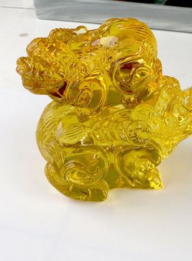 粉紫黄水晶貔貅摆件琉璃貔貅家居客厅店铺装饰开业乔迁礼品