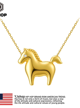 爆款金色小马项链女高级感生肖马