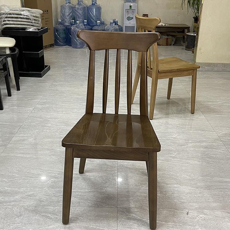 北美黑桃胡色中餐现椅代简约家用餐厅全实木椅子FS737481新款式原