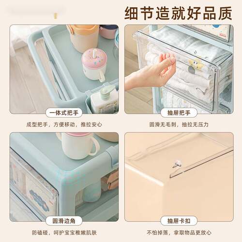 婴收儿用品物1LF67265架儿母婴床头移动落地小储物柜宝宝杂置物纳