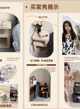 床头家用卧室225爆款小众设0计感小型铁艺边带几轮83192柜可移动