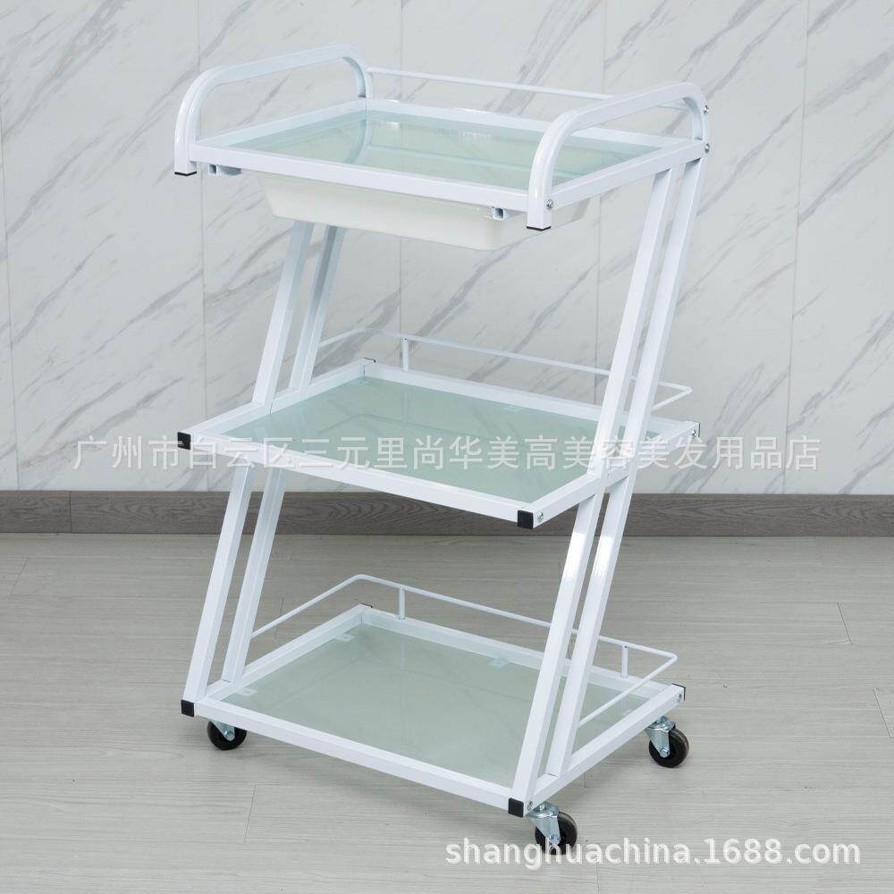 新美容工具款玻璃推车发店发廊家用工沙简约置物理具车收纳龙车
