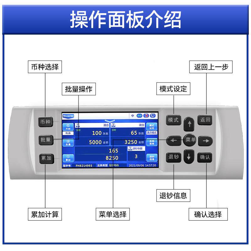 WR混8311301计外币点钞机CIS图像识别点合验金额2+1纸币清分机