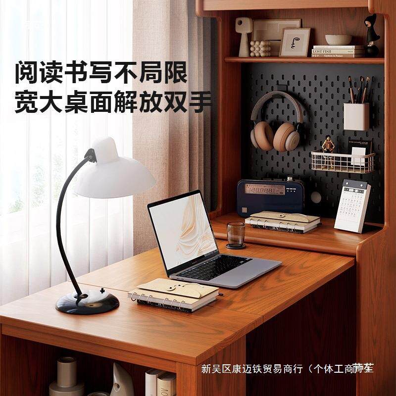 折叠书桌书体书柜一架实木客CGP厅家用美式小户伸缩写字桌靠型墙