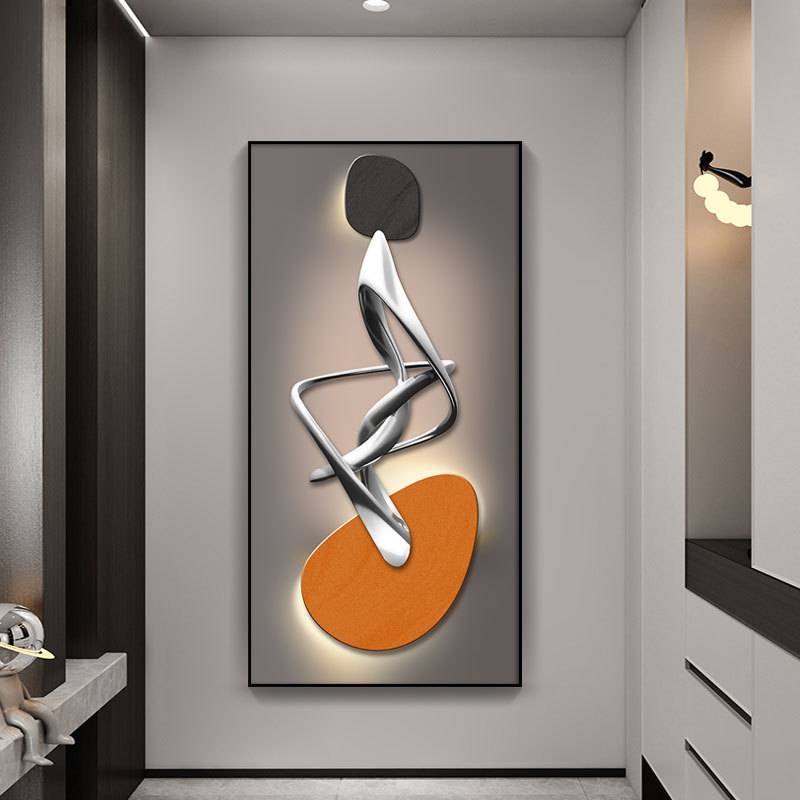 石来运转走廊挂画玄关装饰画过道楼梯进门壁画抽象轻奢现代高档画图片
