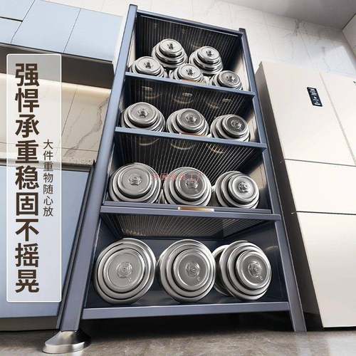 抽拉式厨房置物架微波橱收JXX纳柜落地多层储炉柜物多功能柜碗柜