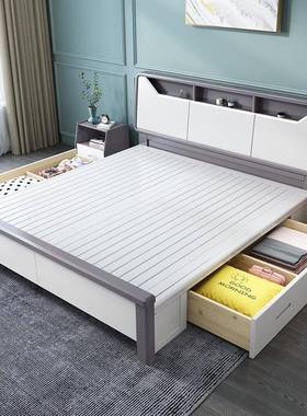 YZ-128-6人白实木床1色.8米双床现简代约1.5m主卧婚床