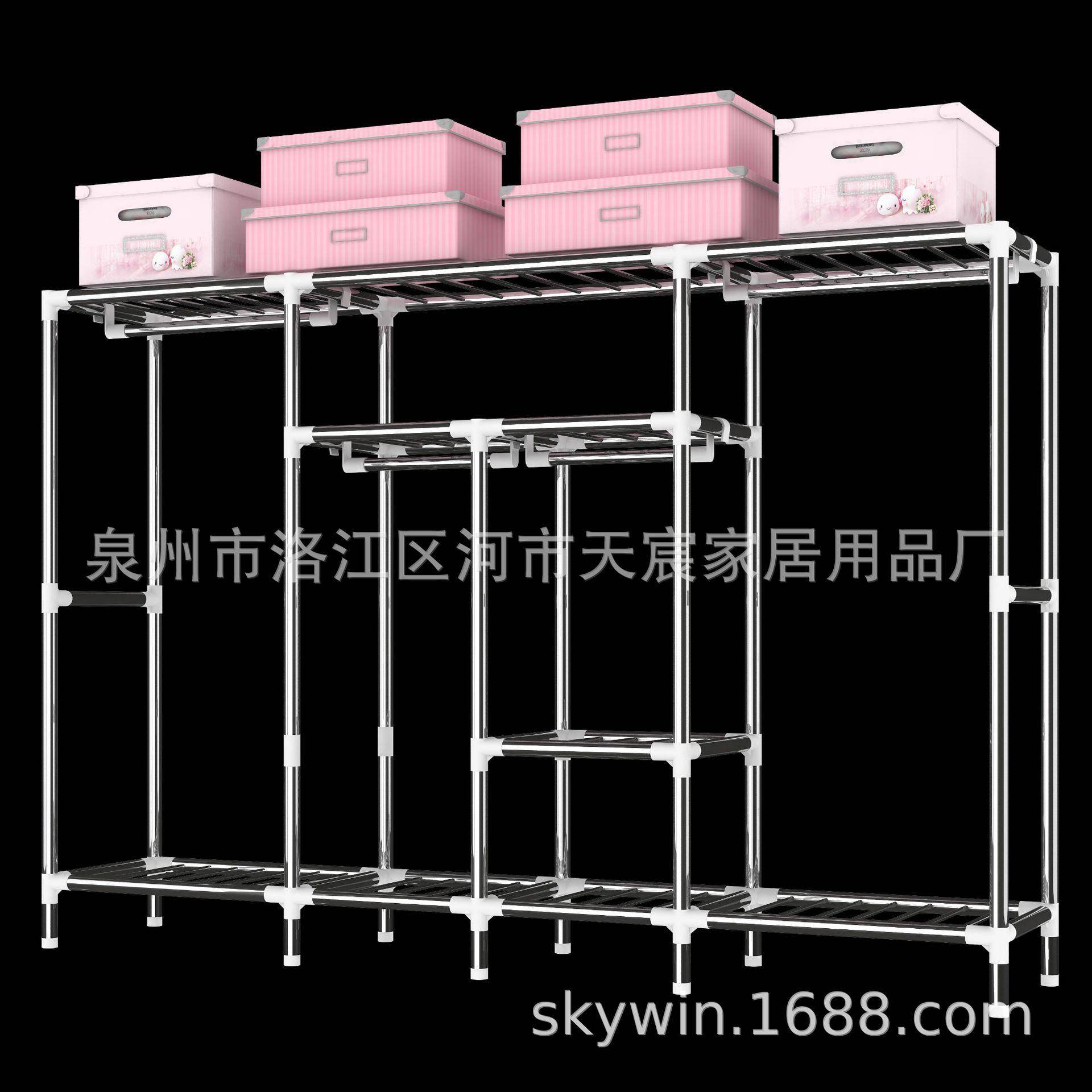 厂家210CM简易衣柜钢管加粗加固布衣柜布艺简约组装衣橱C216优速