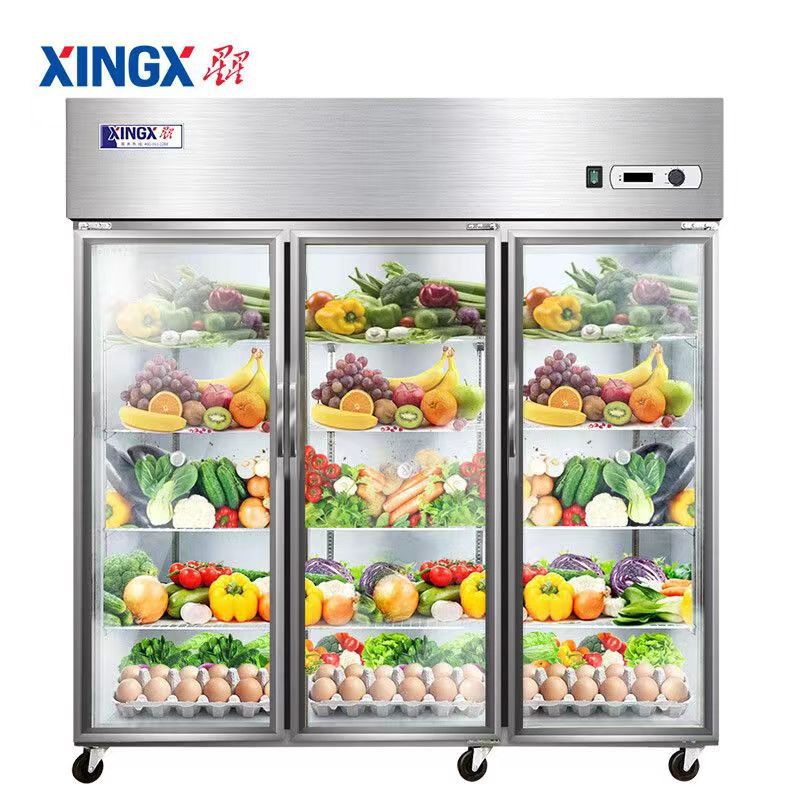 XINGX/星星厨房展示柜冰柜玻璃门水果蔬菜冷藏冰柜大三门SG1.6V3