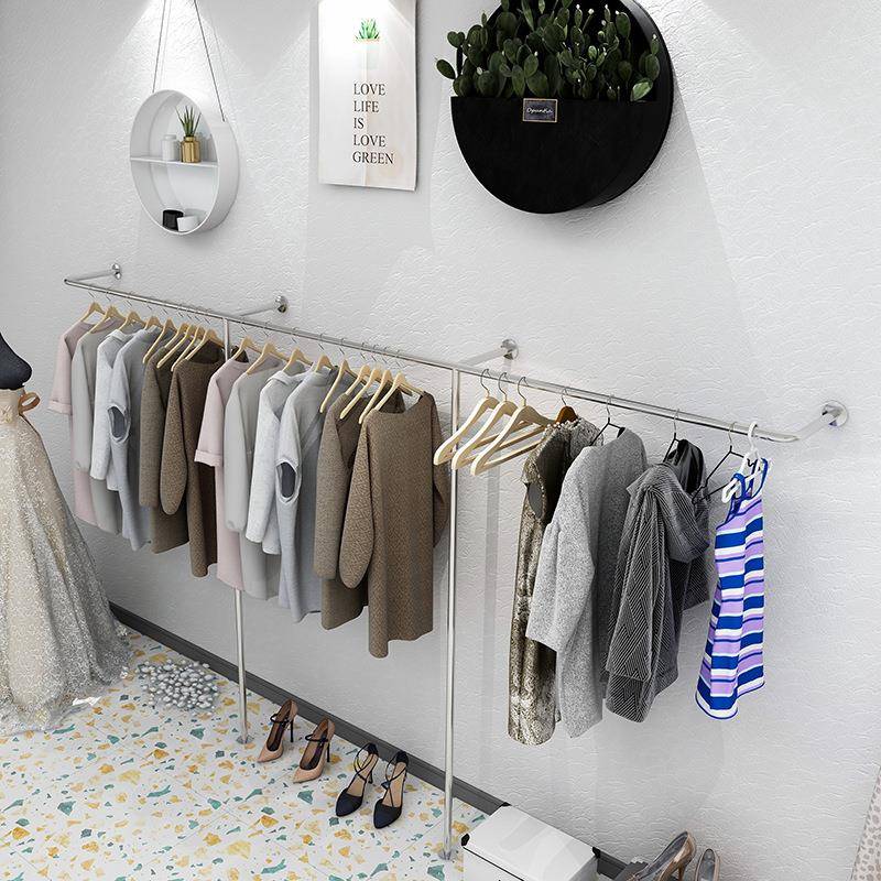 服装童店不锈钢上衣墙展示架男女装店服侧陈挂列货无品牌/架落地