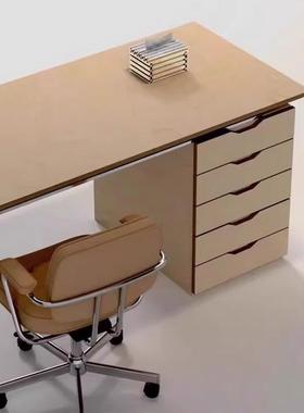 桦木海实木SLW抽屉办桌书桌家用极简电公脑桌工作室洋写字桌板铝