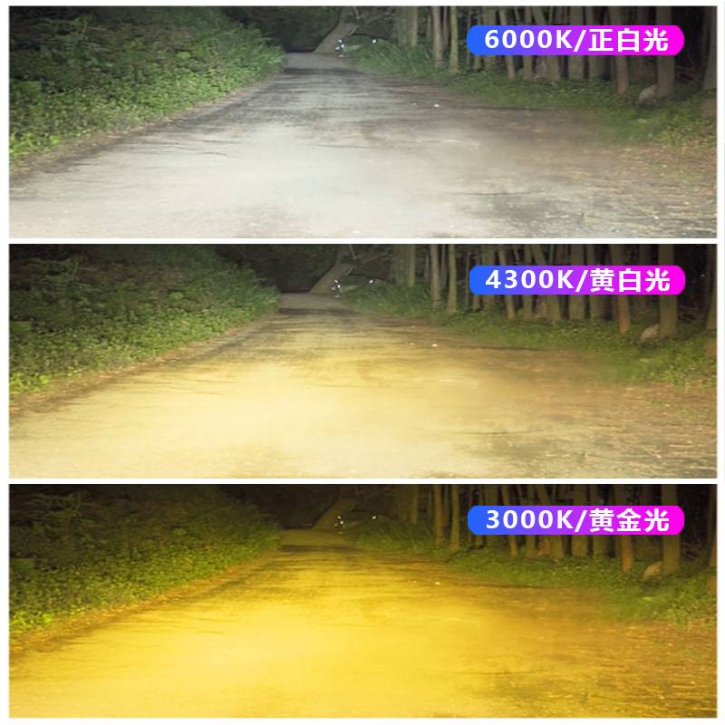 长城赛弗专用汽车LED大灯三色远近光一体H4灯泡聚光强光改装配件