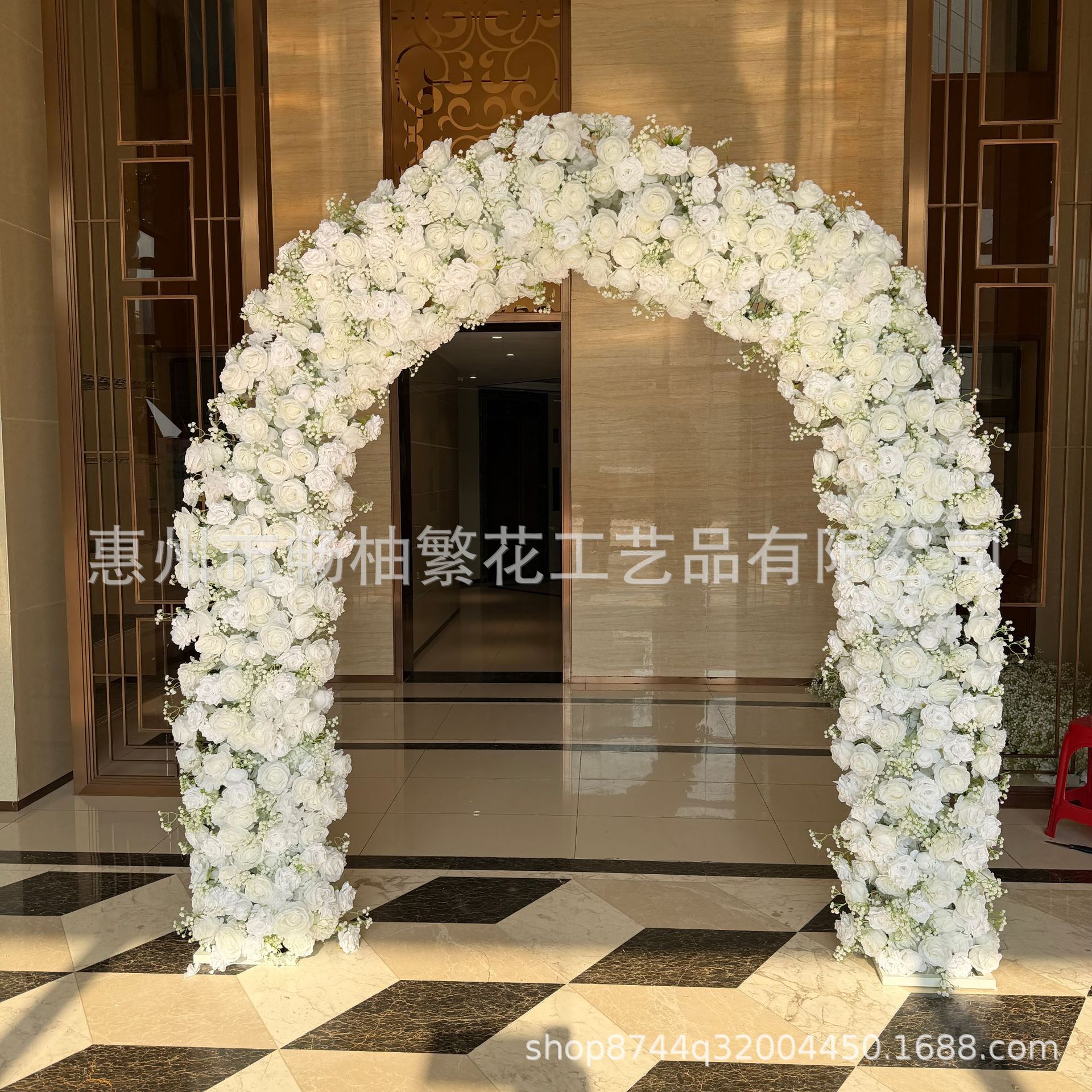 新款仿真绣球玫瑰U型拱门婚庆
