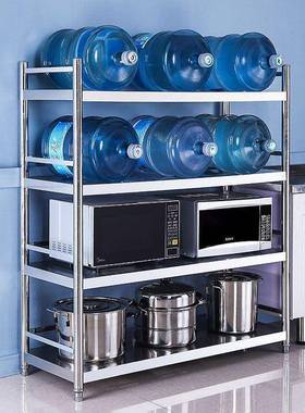 不锈钢HNS厨房物置落地四层收架纳架多功能储物架微波炉架免安其