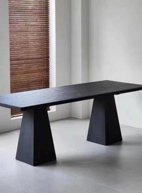 约创意实餐桌现代白蜡办公桌简黑色工木作台长方形茶客桌FVG厅长