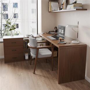 L型电书脑围桌现代书简约办公桌全实木68155转角桌柜一体半包桌子