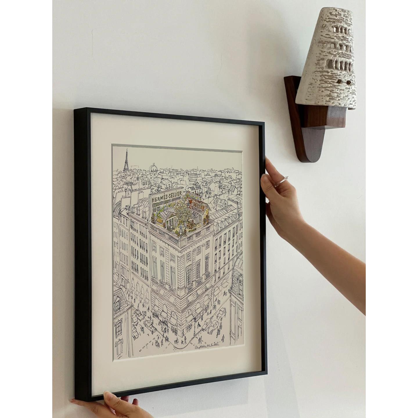 简单的法式客厅装饰画美式覆古餐厅入口挂画卧室床边壁龛艺术壁画图片
