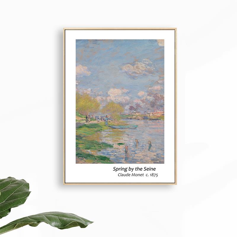 莫奈风景油画画电表箱装饰画画上翻ins电闸壁画画竖版配电箱遮挡图片