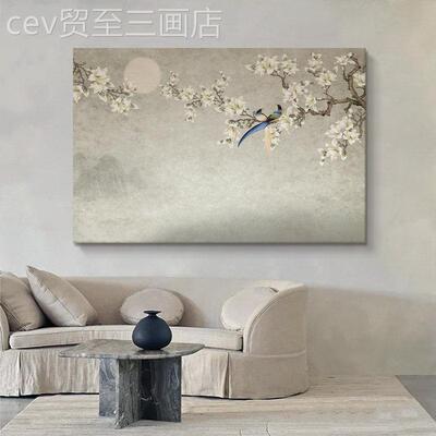 网红客寂风纯手绘油画玉兰玄关装饰厅画厅餐抽象丙烯花侘风景肌理