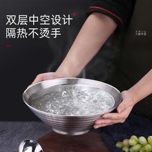 吃饭碗单个 大号拉面碗304不锈钢碗双层防烫汤碗家用创意餐具个性