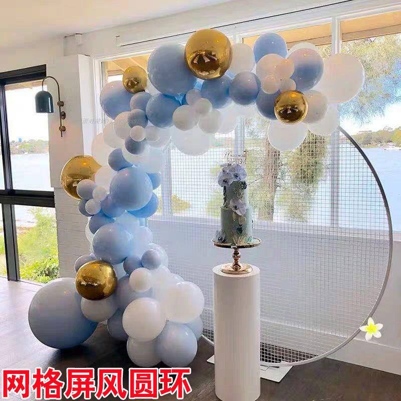 新款婚庆道具铁艺网格屏装圆风拱环婚礼现场布置门舞台背景SKU饰