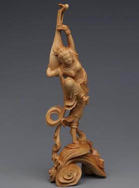 柏木雕飞收天反弹583女摆件居家办崖公古典琵琶仕美女飞天乐技藏